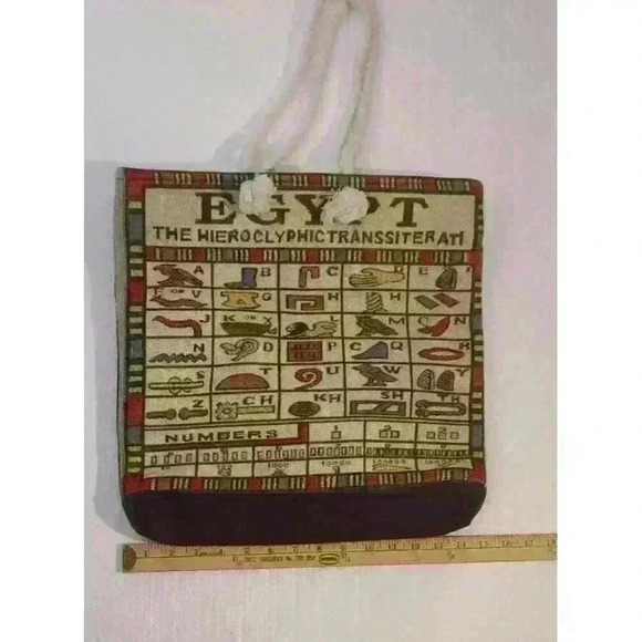 Printed Canvas Tote Bag Purse Egypt Egyptian 15 x 14 Hieroglyphics Alphabet - Picture 9 of 9